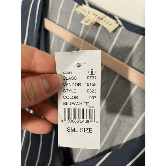 NWT Pacsun LA Hearts Long Sleeve Crop Top Small Sailor Nautical Stripe Kidcore - Picture 2 of 6